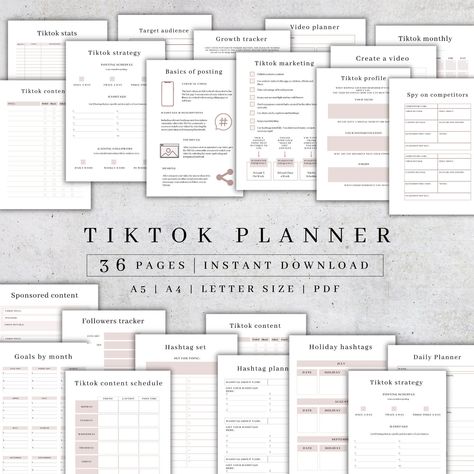 Digital Tiktok Planner | Tiktok Marketing Trends Plan | Social Media Tracker | Business Planner | Tiktok Tracker Printable | Content Planner monthlyplanner #horizontalplanner. Small Business Planner Printables, Free Business Planner, Tiktok Planner, Business Daily Planner, Business Planner Printables, Business Planner Template, Goal Planner Free, Digital Planner Business, Online Business Planner