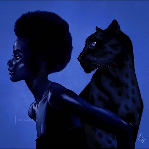 Black Queen on Instagram: ““ PANTHER “ Artwork By: @lajisanusiart” Panther Artwork, Black Art Painting, Leg Sleeves, African History, Art Collage Wall, Future Life, Black Queen, Black Beauty, Spirit Animal