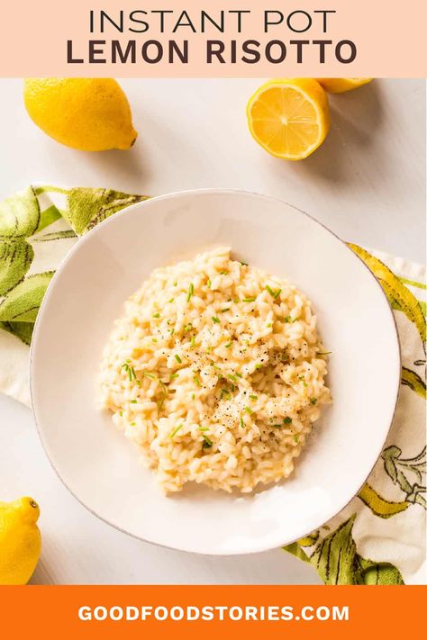 Instant Pot lemon risotto is fresh and zingy for spring, and simple to make with this no-stir technique. Creamy risotto in minutes! Lemon Risotto Instant Pot, Lemon Risotto Recipes, Instant Pot Risotto, Lemon Risotto, Recipes Instapot, Risotto Recipes Easy, Instapot Meals, Creamy Risotto, How To Make Risotto