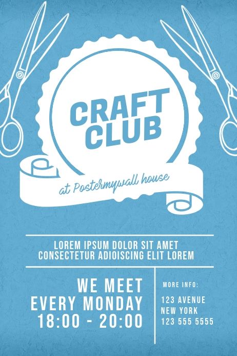 Craft Club Flyer Template | PosterMyWall Knitting Club Poster, Join Club Poster, Marketing Club Poster, School Club Flyers, Join Club Poster Ideas, University Club Poster, School Club Flyer Design, Art Club Poster Ideas, Club Promotion Poster