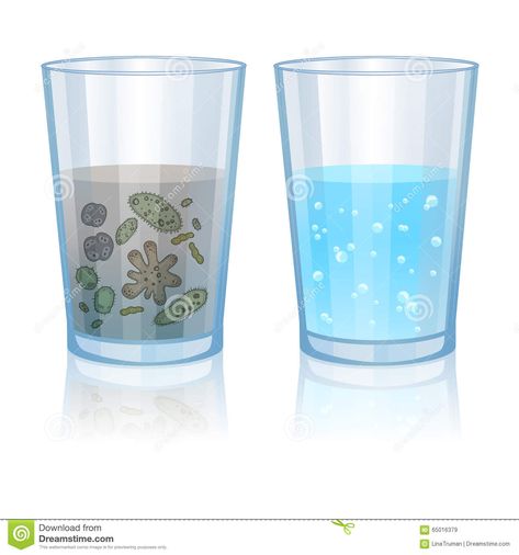 Glass With Clean And Dirty Water, Infection Illustration. Vector Stock Vector - Illustration of clear, drinking: 65016379 Water Clipart, Save Water Poster, Ro Water Purifier, Water Icon, Contaminated Water, Water Illustration, Water Poster, Clean Drinking Water, Water Drawing