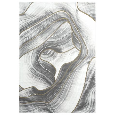 Mercer41 Micadeau Abstract Gray Area Rug & Reviews | Wayfair Unique Area Rugs, Turkey Colors, Rug Black, Flower Petal, Touch Of Gold, Gold Accent, The Grey, Contemporary Area Rugs, Cool Rugs