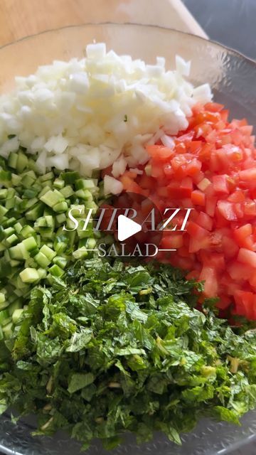 Sivan's Kitchen on Instagram: "Avi’s favorite salad to chop and to enjoy 💚❤️🤍 
(btw, he’s not Persian but made sure to request the 
Gole Sangam song😂)
My husband is definitely the chopping master🔪 in the kitchen and I’m just the sous chef 👩🏻‍🍳
SHIRAZI salad is a Persian/Iranian salad that consists of Persian cucumbers 🥒
tomatoes 🍅
onions 🧅(white or red)
fresh mint 🍃
It’s so fresh, delicious, and healthy too 😋

The ratio is: 
For every 6 Persian cucumbers, 2 tomatoes, 1 onion, and 1/2-1 full bunch of fresh mint depending on how much you like. Try and use hard cucumbers and tomatoes. 
Dressing is: 
Fresh lemon juice
mild olive oil 
Salt to taste 
We like to top it off with sumac seasoning

Finely chop all your vegetables, dress, and toss. 
Enjoy 💚. 

#salad #shirazi #shirazisala Sumac Seasoning, Iranian Salad, Salad Shirazi, Sivan's Kitchen, Persian Salad, Cucumbers And Tomatoes, Shirazi Salad, Salad Design, Favorite Salad