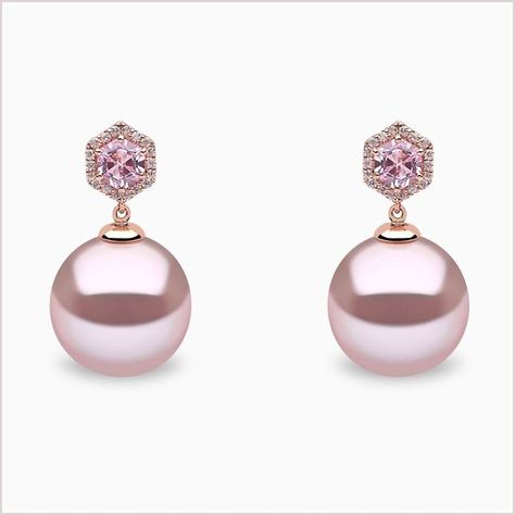 Yoko London 18ct Rose Gold South Sea Pearl and Diamond Earrings, from our Kaleidoscope collection. Free global shipping. Pink Diamond Earrings, Sapphire And Diamond Earrings, Pearl Pink, Pearl And Diamond Earrings, Yoko London, Sea Pearl, Classy Jewelry, Sea Pearls, Lovely Jewellery