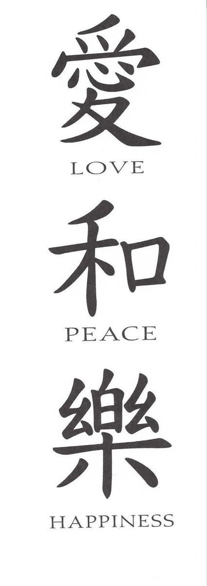 Peace Love Happiness Tattoo, Japanese Symbols Tattoo, Kanji Love, Japanese Tattoo Words, Herren Hand Tattoos, Wörter Tattoos, Kanji Tattoo, Happiness Tattoo, Peace Tattoos