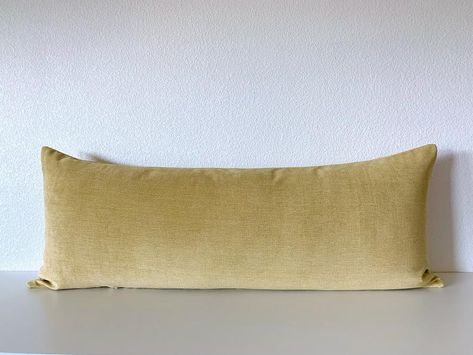 Softknit Amber Solid Lumbar Pillow Cover / Ready to Ship | Etsy Bolster Covers, Yellow Pillows, Yellow Tone, Long Pillow, Body Pillow Covers, Fabric Swatch, 16x16 Pillow Cover, Euro Sham, Mid Century Modern Decor