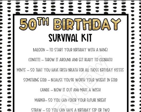 30th Birthday Survival Kit, 21st Birthday Survival Kit, Birthday Survival Kit, Survival Kit Gifts, Birthday Kiss, Family Reunion Games, Personalized Easter Gifts, Survival Kits, Balloon Gift