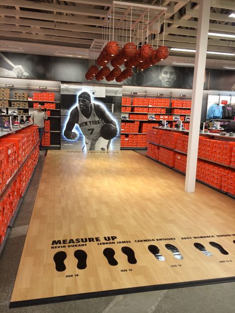 Nike Outlet Store - Woodbury, NY | #Polyflor #ForestFX | #spartansurfaces #Floorscore #RecycledContent Nike Factory Store, Nike Outlet Store, Floor Vinyl, Nike Factory, Premium Outlets, Nike Outlet, Sports Training, Vinyl Tile, Outlet Store