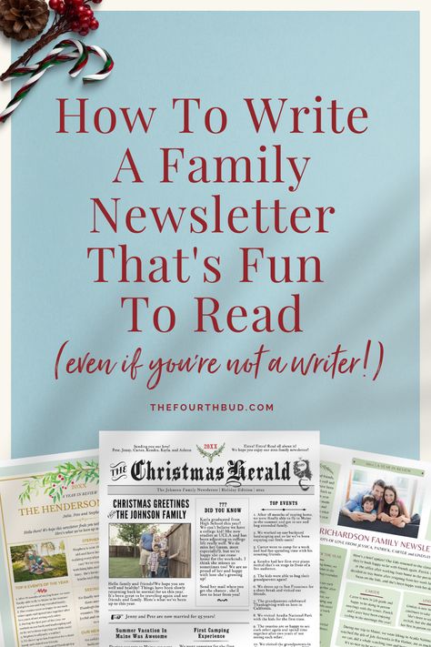 Yes, you can write a family Christmas Newsletter that family and friends will enjoy reading! Let me help make it easy for you, even if you think you're not a writer! Family Newsletter Template Free, Writing A Christmas Letter, Family Christmas Letter Ideas, Family Christmas Newsletter, Creative Christmas Letter Ideas, Holiday Newsletter Ideas, Family Newsletter Ideas, Christmas Family Letter Template, Family Yearbook Ideas