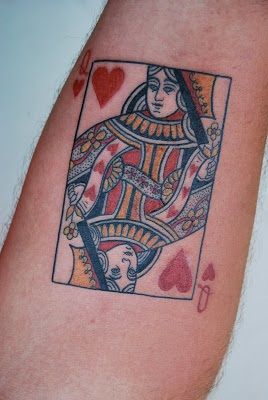 15 Stylish Playing Card Tattoos for Women and Men Card Tattoos, Joker Tattoos, Playing Card Tattoos, Queen Of Hearts Tattoo, Jack Tattoo, Card Tattoo Designs, Tattoos Infinity, Gambling Gift, Gambling Cake