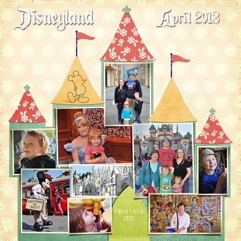 . Calendar Scrapbook Pages, Castle Layout, Scrapbook Disney, Disney Layouts, Photo Cover, World Trip, Disney Scrapbooking Layouts, Vacation Scrapbook, Disney Scrapbook Pages