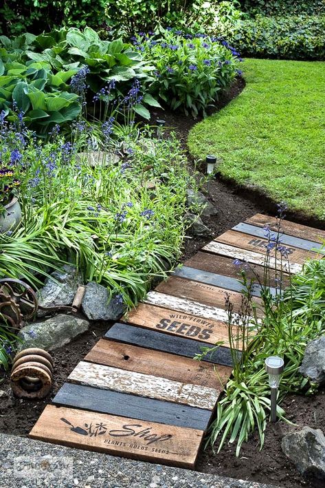 DIY Garden Path + Walkway Ideas - how to connect your outdoor spaces for pretty, safe, clean walking surface. Add curb appeal and value to your home. Wood Walkway, Walkway Ideas, Garden Walkway, Have Inspiration, The Secret Garden, Garden Yard Ideas, Charming Garden, Garden Path, Garden Pathway