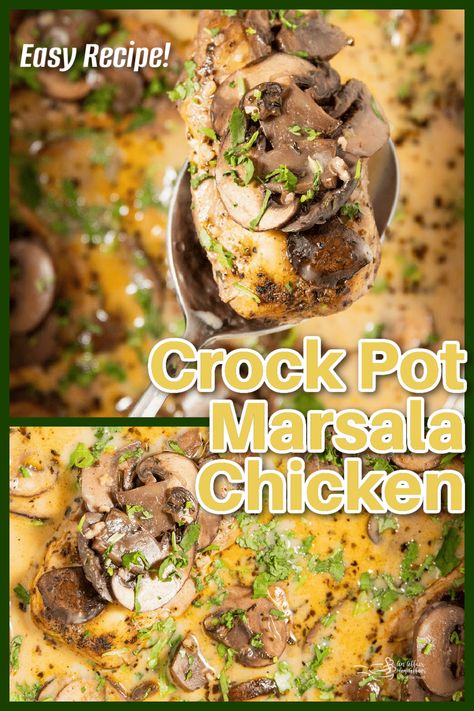 Tender mushrooms and juicy chicken simmer for hours in a rich marsala wine sauce in this Crock Pot Chicken Marsala. Easily made ahead, this meal is perfect for a busy weeknight but fancy enough for a dinner party. Serve over pasta, rice, risotto, or all on its own, everyone will love this delicious meal! Crock Pot Chicken Marsala, Chicken Marsala Recipe, Rice Risotto, Chicken Marsala Easy, Marsala Recipe, Heart Recipes, Marsala Chicken Recipes, Pasta Rice, Pot Dinners