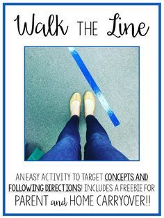 You only need tape for this simple activity targeting concepts and following directions. Free parent carryover sheet! From Speechy Musings. Following Directions Activities, Therapy Activity, Preschool Speech Therapy, Play Therapy Techniques, Language Therapy Activities, Speech Therapy Games, Slp Activities, Articulation Activities, Therapy Games