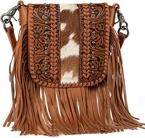 Montana West Genuine Leather Fringe Purse Western Crossbody Bag Leather Fringe Purse, Fringe Crossbody Bag, Fringe Handbags, Western Purses, Fringe Purse, Women Crossbody Bag, Cute Handbags, Leather Fringe, Small Crossbody Bag