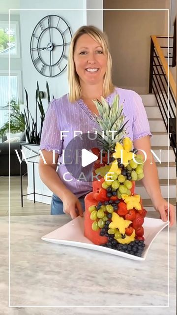 Shannon | TheShannyKate on Instagram: "Watermelon Fruit Cake Tutorial. Level up your fruitcake this Holiday with this simple watermelon cake! This “cake” was so fun to make and honestly easy. It made a perfect, fun and healthy, party dish. Comment 'SHOP' for the links to be sent to your DM or click the link in my bio. #liketkit #LTKHoliday #LTKHome #DIY #fyp #holidaydesserts #holidaystyle #christmasstyle #howto #tipsandtricks #watermeloncake #fruitcakes #fruitcake #instagramreels #reels #fypage #christmasbreakfast #recipevideo #foodblogger #foodie Christmas Dessert Holiday Dessert Christmas Feuitcake Holiday Fruitcake Christmas Morning Healthy Eats Christmas DIY Holiday Dessert Watermelon" Cake Made Of Fruit, Watermelon Fruit Cake, Fruit Basket Watermelon, Dessert Holiday, Fruit Cake Design, Melon Cake, Dessert Christmas, Baby Shower Fruit, Holiday Desserts Christmas