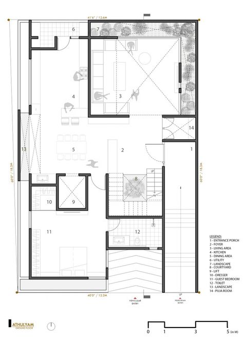 Athulyam - Residence Design Juxtaposed In A Material Palette Of Rustic And Luxury | Design Boulevard - The Architects Diary Floor Plan Elevation, Villa Designs, Plan Elevation, 2d Floor Plan, Residence Design, Duplex Floor Plans, Luxury Plan, Courtyard House Plans, Plans Architecture