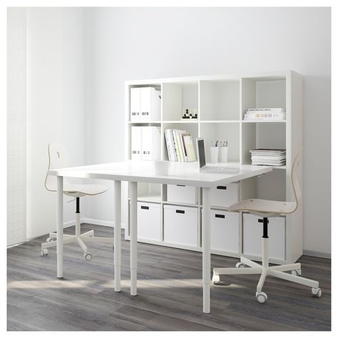 KALLAX Workstation - white - IKEA Kallax Workstation, Ikea Kallax Desk, Kallax Desk, Kallax Shelf Unit, Kallax Shelving Unit, Ikea Craft Room, Kallax Hack, Kallax Shelf, Ikea Desk