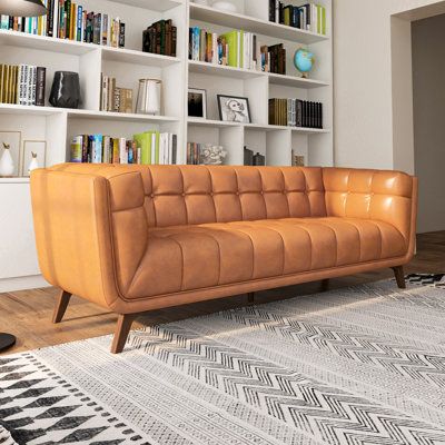 Tan Leather Sofas, Genuine Leather Sofa, Leather Chesterfield Sofa, Modern Style Furniture, Square Arm Sofa, Sofa Review, Comfy Sofa, Leather Couch, Living Styles