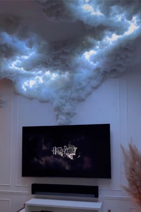 Diy Clouds Ceiling, Cloud Bedroom, Ceiling Room, Ceiling Diy, Wall Cloud, Cloud Ceiling, Cloud Mirror, Hanging Clouds, Cloud Lamp