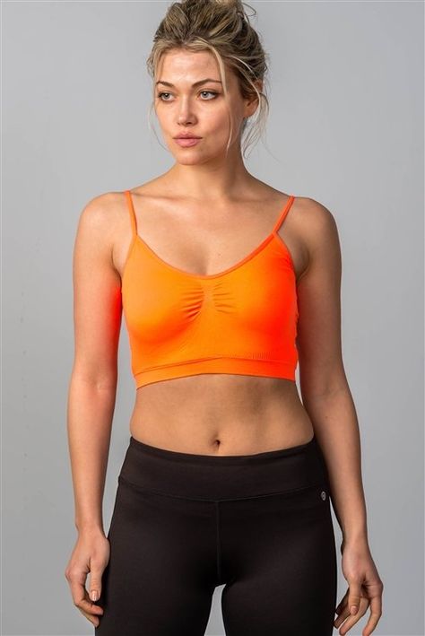 NEON+ORANGE+SPORT+BRA Sports Wear Women, Evolution Of Fashion, Social Status, Women Sports, Sports Wear, Sport Bra, Neon Orange, American Design, Formal Evening Dresses