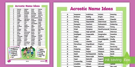 Acrostic Name Poems - Primary Resources (teacher made) Acrostic Poem Name, Acrostic Poem Examples, Acrostic Poem For Kids, Nursery Rhyme Activities, Rhyme Activities, Examples Of Adjectives, Acrostic Poems, Nursery Rhymes Activities, Rhyming Activities