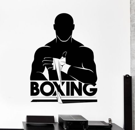 Boxing Gym Design, Boxing Posters, Gold Wallpaper Background, Gym Logo, Boxing Club, Boxing Gym, Sports Decorations, Gym Design, Vinyl Art