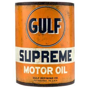 Gulf Motor Oil Half Can Metal Sign Gulf Oil, Vintage Oil Cans, Old Gas Pumps, Vintage Transportation, Gulf Racing, Wall Decor Hobby Lobby, Old Gas Stations, Gas Stations, Wall Decor Quotes