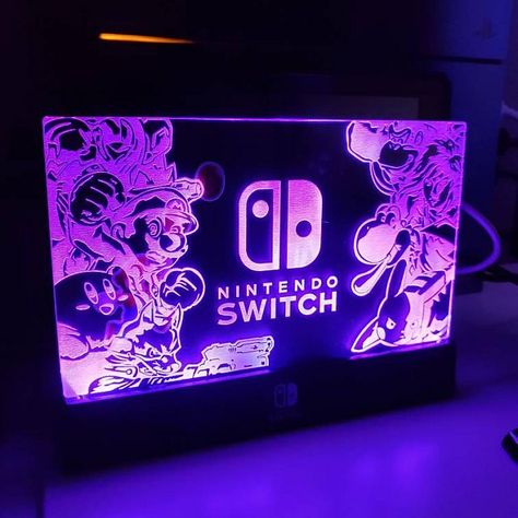 Custom LED Nintedo Switch dock panel. CO2studio on Etsy Switch Dock Diy, Switch Dock Custom, Nintendo Switch Oled Accessories, 3d Printed Nintendo Switch Game Holder, Nintendo Switch Dock, Nintendo Switch Zelda, Laptop Covers, Sticky Notes, Nintendo Switch