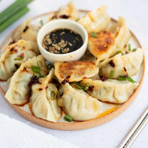 Chinese Pork Chive Dumplings Recipe - Christie at Home Chive Dumpling Recipe, Pork And Chive Dumplings, Chive Dumplings, Potstickers Recipe, Asian Dipping Sauce, Pork Dumplings, Shrimp Dumplings, Chinese Pork, Pork And Cabbage