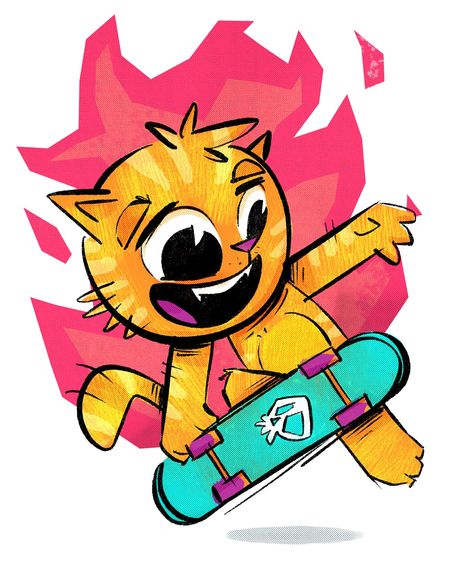 I felt the need to re-illustrate the skater cat. My style is ever evolving. #illustrator #illustration #digitalart #skateboard #skater #kitty #adobefresco #iliketodraw #sketch Cat Doodle, Illustrator Illustration, Cartoon Animals, Skateboard, Illustrator, Doodles, Digital Art, Sketch, Felt