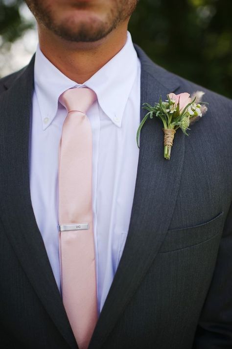 Grey Suit Peach Tie, Black Tux With Blush Pink Tie, Wedding Suits Groom Pink Tie, Black Suit Blush Tie Wedding, Blush Ties Groomsmen, Groom Black Suit Pink Tie, Black Tux With Pink Tie, Groom Suit Pink Tie, Grey Suit With Pink Tie