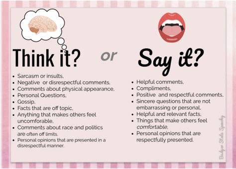 Think It Or Say It Social Skills, Think It Or Say It Activities, Social Pragmatic Activities, Speech Filters, Think It Or Say It, Social Emotional Activities, Social Skills Groups, Impulse Control, Social Skills Activities