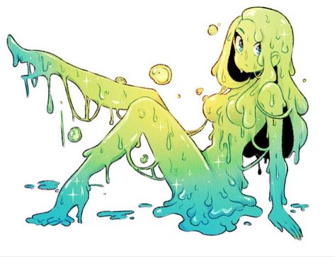 Slime Person Character Art, Slime Monster Character Design, Shy Gal Fanart, Slime Girl Oc, Slime Girl Character Design, Slime Reference, Slime Girl Art, Slime Character Design, Slime Character Art