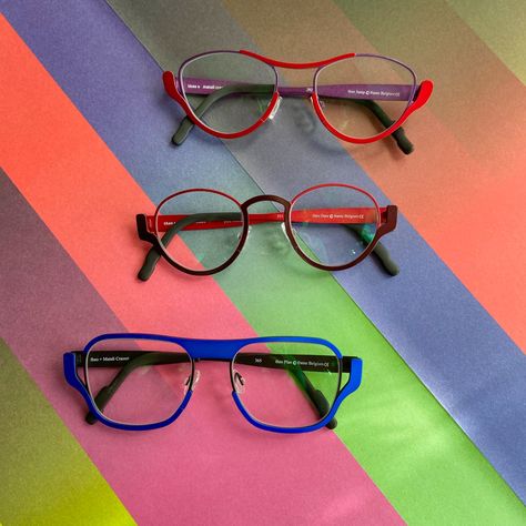 colorful eyeglasses in different shapes on multicolor background Cambria Colors, Theo Eyewear, French Designer, French Design, Goggles, Quick Saves