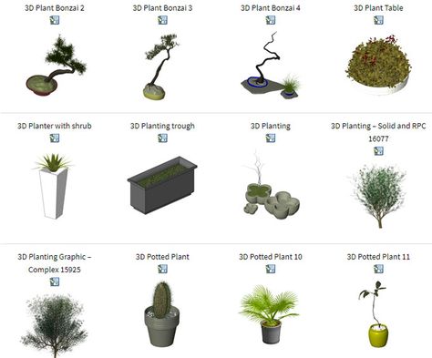 Revit Families Free Download, Realistic Render, Bamboo In Pots, Revit Family, Tree Plan, Honey Locust, Vertical Garden Wall, Revit Architecture, Plant Box