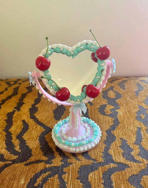 Handmade fake cake mirror - 21cm high incl stand x 15.5cm width mirror    - plastic   - message for custom cake sizes, colours and decorations Fake Cake Mirror, Magazine Paper Crafts, Eclectic Boho Bedroom, Cake Mirror, Faux Cake, Paper Crafts Magazine, Fav Products, Cake Mini, Cake Bag