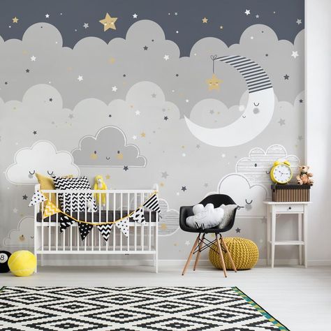 Sky Room, Floating Clouds, Kids Room Murals, Baby Boy Bedroom, Baby Room Themes, Cloud Shoes, Nursery Mural, Baby Boy Room Decor, Nursery Room Design