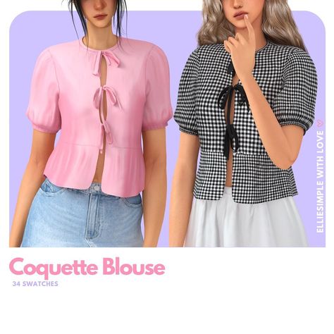 🎀 Coquette Blouse (early access) DOWNLOAD HERE : https://www.elliesimple-sims.com/(link in bio) #simstagram #thesims #ts4 #thesims4 #sims4 #simmer #simblr #sims #sims4cc #customcontent #sims4ccfinds #ts4cc #ts4ccfinds #thesims4cc #elliesimple Sims 4 Tsr, The Sims 4 Pc, Cottagecore Clothes, Sims 4 Mm Cc, Sims 4 Game Mods, Sims 4 Expansions, Sims 4 Cc Folder, Sims 4 Mm, Sims Four