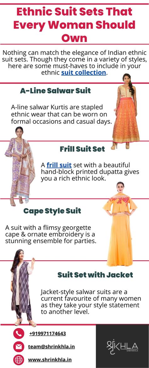 Ethnic Suit Sets That Every Woman Should Own Timeless Wardrobe Essentials, Indian Suit, Ethnic Suit, Clothing Guide, Suit Collection, Cape Style, Ethnic Looks, Indian Suits, Trendy Collection