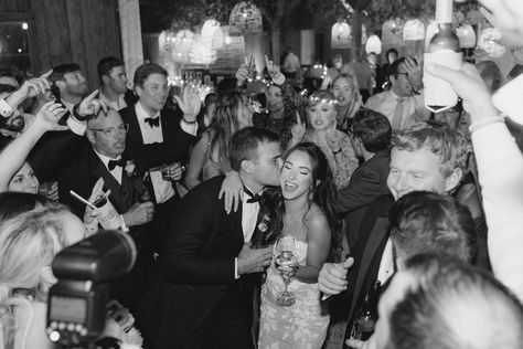 Groom kisses bride on the dance floor at Boone Hall fall wedding. Wedding Dance Floor Pictures, Wedding Dj Aesthetic, Wedding Pictures Reception, Dancing Wedding Photos, Wedding Dance Floor Photos, Wedding Reception Photo Ideas, Wedding Dance Floor Props, Wedding Dance Photos, Black Tie Fall Wedding