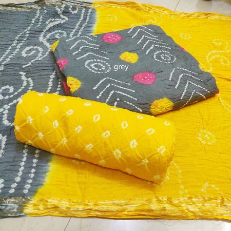 Pure Cotton Bandhani Salwar Suits ❤ Cotton Pure Fabric 💜 Handmade Bandhani 💚 Top : 2.5 MTR approx cotton 🧡 Bottom : 2.25 MTR approx cotton 💙 Dupatta : 2.25 MTR approx cotton 💛 Drywash Recommended My Whatsapp link: https://wa.me/919903377708?text=Join%20my%20group%20for%20latest%20khadi%20%26%20linen%20saree%20boutique%20collection's Bandhani Top, Bandhej Dress, Bride Fashion Illustration, Suits Party Wear, Cotton Suit Designs, Bandhani Dress Materials, Salwar Suits Party Wear, Bandhani Dress, Women Cotton Dress