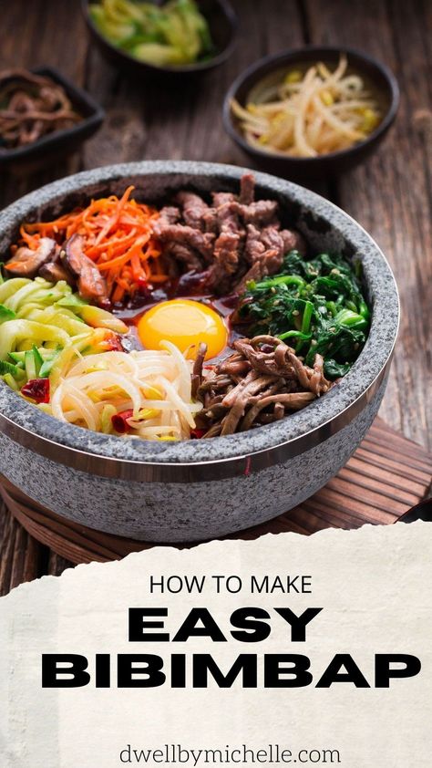 Korean Bim Bap, Rice Bowls Korean, Bibimbap Bowl Recipe, Bip Bop Recipe, Homemade Bibibop Bowls, Authentic Bibimbap Recipe, How To Make Bim Bim Bap, Be Bim Bop Recipe, Bimbimbop Recipe Easy