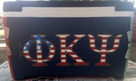 Phi Psi Frat Cooler, Frat Paddles, Mountain Weekend Cooler, Painted Fraternity Coolers, Nola Cooler, Formal Coolers, Frat Formal, Phi Kappa Tau, Cool American Flag