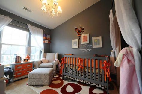 Beautiful Nursery Orange Nursery Ideas, Transitional Nursery, Orange Nursery, Grey Nursery, Farmhouse Fall Decor, Daughters Room, Project Nursery, Baby's Room, Nursery Inspiration