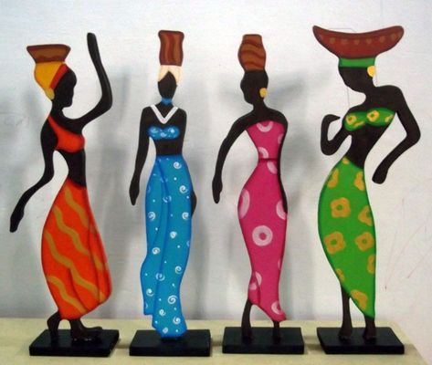 Figuras-negras-negritas-africanas-fibrofacil-madera-mdf African Women Painting, African Women Art, African Crafts, African Dolls, Afrique Art, African Paintings, African Art Paintings, Africa Art, Indian Art Paintings