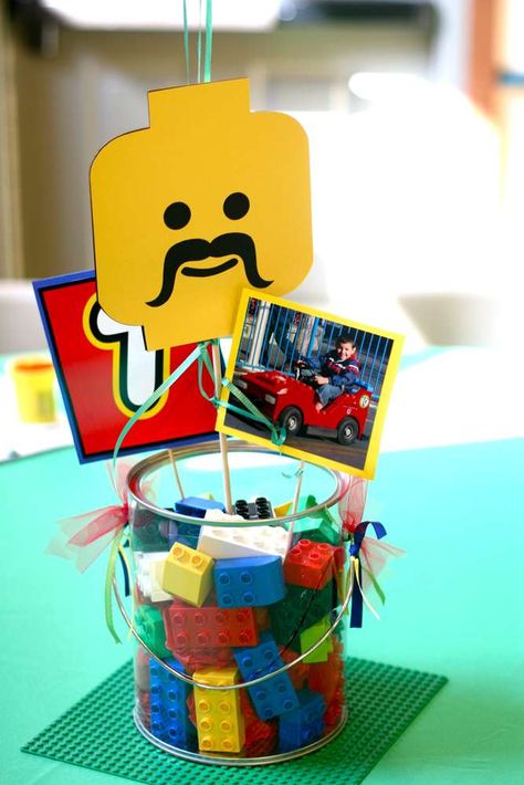 Lego Birthday Party Ideas | Photo 8 of 29 | Catch My Party Lego Birthday Party Ideas, Lego Party Decorations, Lego Themed Party, Lego Photo, Lego Birthday Party, Lego Blocks, Lego Birthday, Festa Party, Lego Party