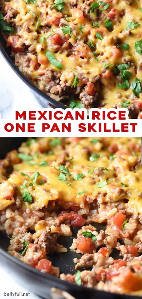 Mexican Rice Skillet, Cheesy Mexican Rice, Mexican Skillet, Rice Skillet Meals, Mexican Flavors, Mexican Rice Recipes, Rice Skillet, Baked Rice, Mexican Rice