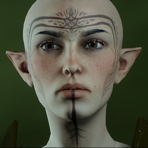 Dragon Age Elf Tattoos, Elven Face Tattoo, Fantasy Festival, Dragon Age Inquisition, Dragon Age, Cool Tattoos, Antonio Mora Artwork, Face Paint, Festival