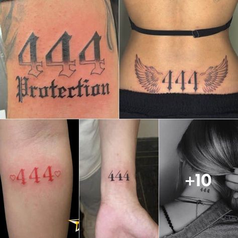 444 tattoo meaning and design ideas to try! 444 Protection Tattoo, 444 Tattoo Ideas For Couples, Number 4 Tattoo Ideas, 444 Best Friend Tattoo Meaning, Thug Life Tattoo Design, 444 Tattoo Placement Ideas, 444 Tattoo Men, 4 44 Tattoo, Tattoo Ideas 444